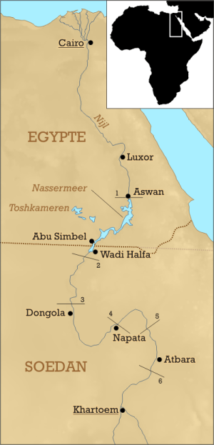 Kaart van Egypte en Soedan